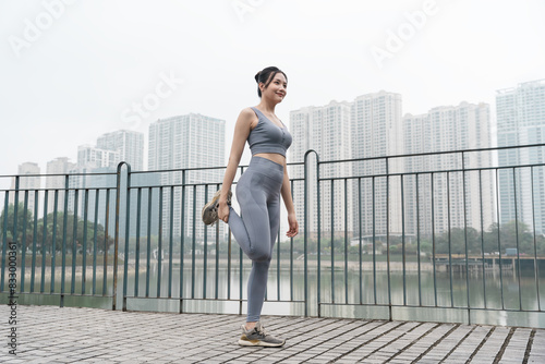 Portrait of Asian girl exercising at the park