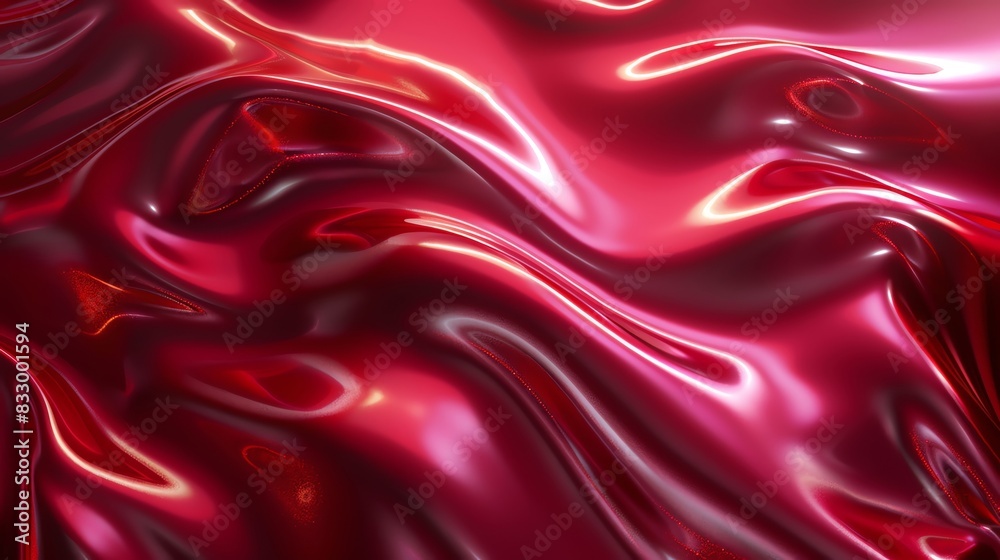 Obraz premium Crimson 3d render of dark and crimson silk displaying white iridescent holographic foil in style of crimson abstract background