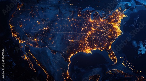 Night heat map of the United States photo