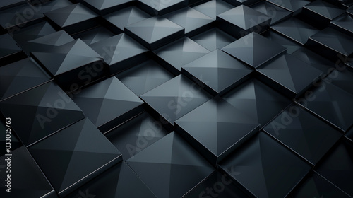 A black and white image of a pattern of squares and triangles. The image has a modern and abstract feel to it