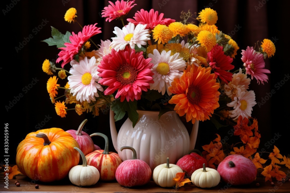 custom made wallpaper toronto digitalAutumn flowers - Generative AI