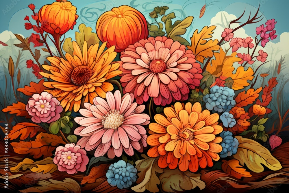 Autumn flowers - Generative AI Autumn flowers - Generative AI