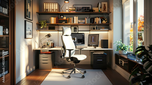 home office with an ergonomic chair
