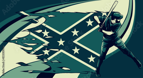 vector illustration of Baseball player with northerner flag
