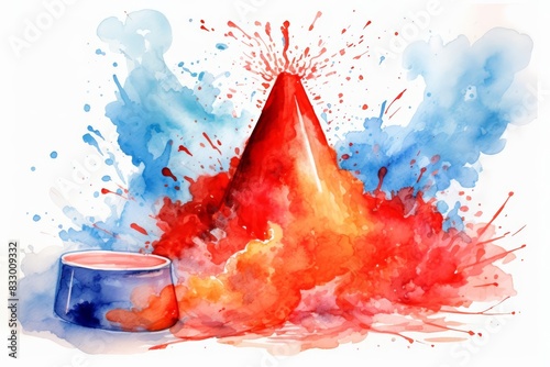 A watercolor of a baking soda volcano photo