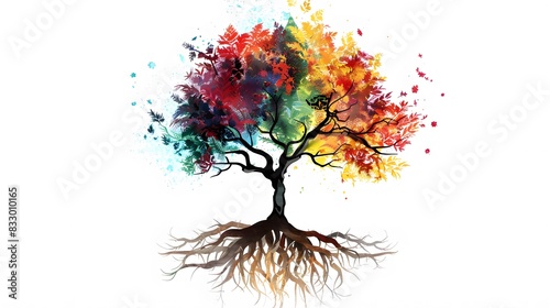 tree with colorful leave vector