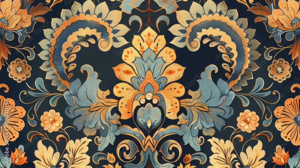 Floral Damask ornament in a seamless Paisley pattern