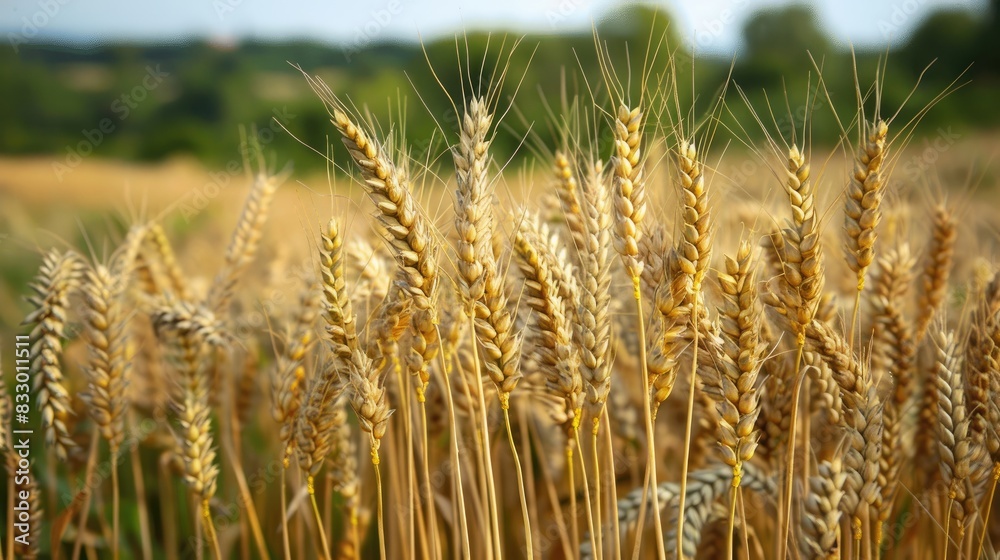 Fototapeta premium Field of rye planted close to the roadside