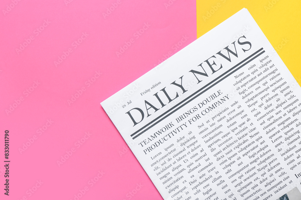 Obraz premium Daily newspaper on colorful background