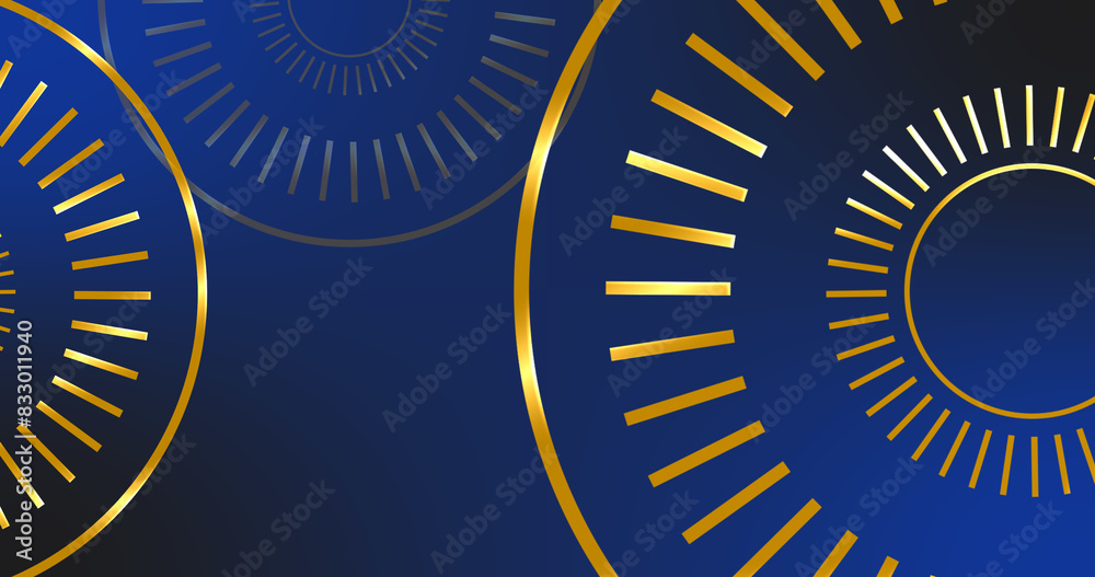 Fototapeta premium Luxury premium style royal gold ring background. Shining bright gold circle ornaments moving elegantly. Animated corporate cosmetics marketing richness beauty products overlay asset.