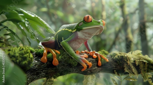 Red Eyed Tree Frog in Forest .beautiful colorful frog
