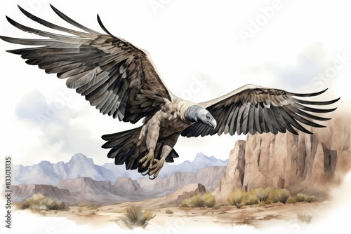 A watercolor of a vulture