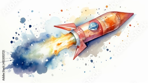 A watercolor of an AlkaSeltzer rocket photo