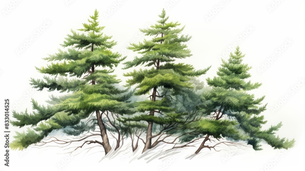 A watercolor of Chamaecyparis leaves A watercolor of Chamaecyparis leaves
