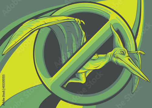 vector illustration of pteranodon forbiddenon white background