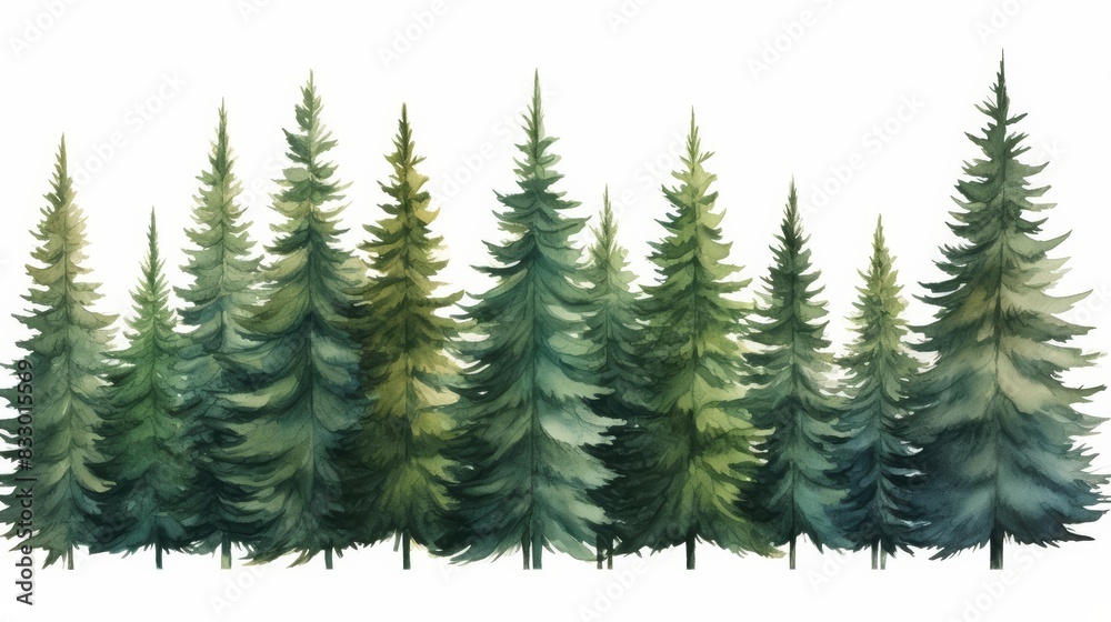Obraz premium A watercolor of Picea leaves