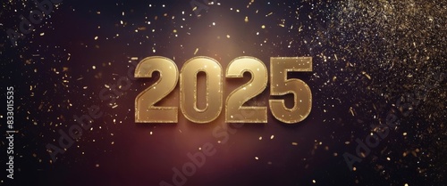 Premium shiny and luxurious golden happy new year design. With illustrations of modern numbers for the 2025 happy new year celebration.