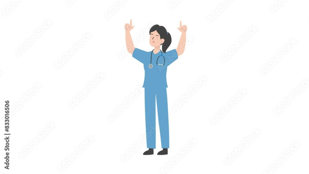 Female Doctor raising both hands