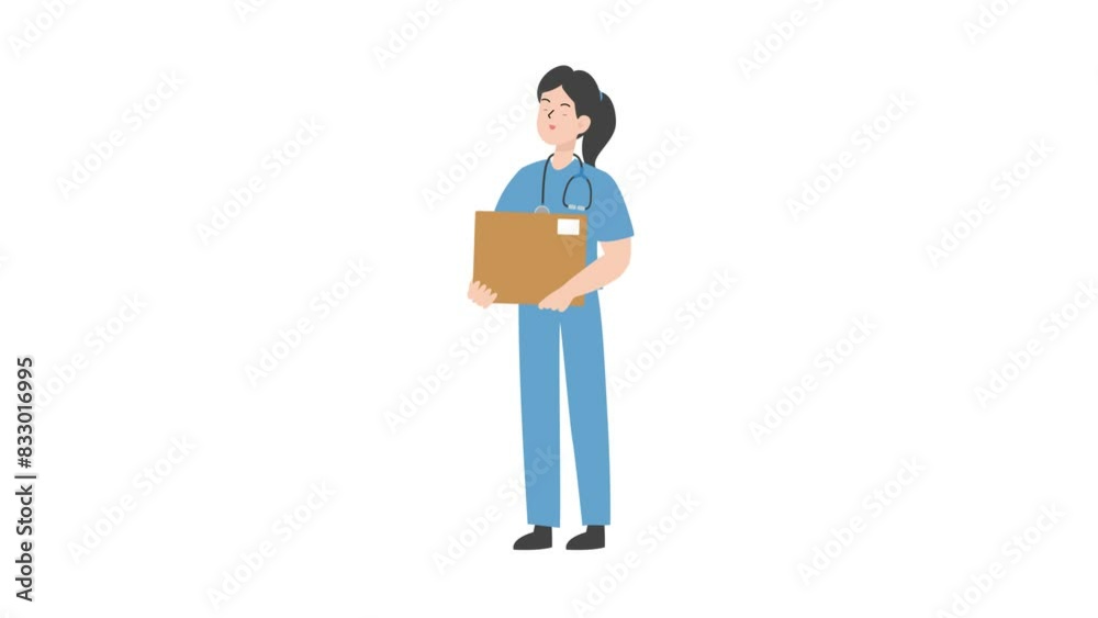 Female Doctor holding box Female Doctor holding box