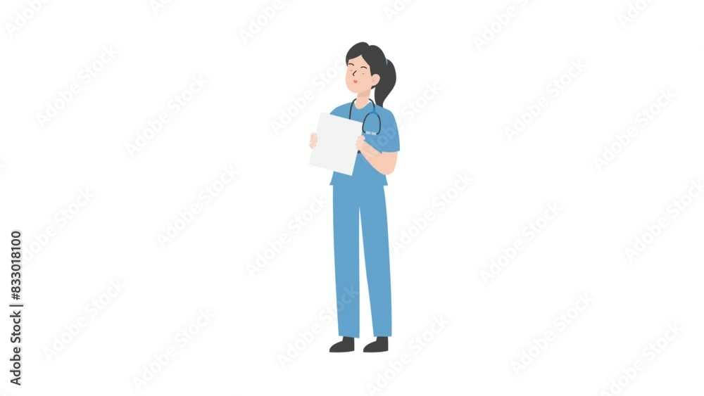 Female Doctor showing blank card Female Doctor showing blank card