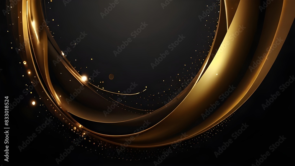 Abstract golden luxury backgroud with simple flow motion on dark background Generative AI Abstract golden luxury backgroud with simple flow motion on dark background Generative AI