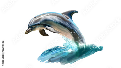 Wallpaper Mural Dolphin jumping through water isolated on a transparent background, PNG, Ai Torontodigital.ca