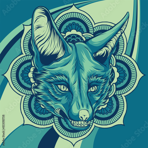 vector illustration of Fox head mascot on white background