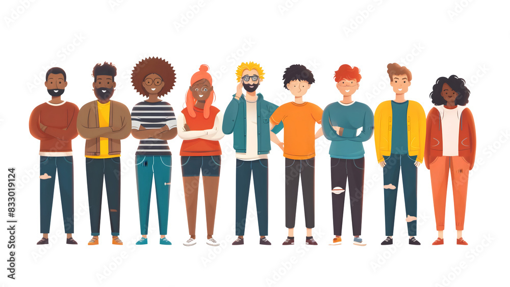 Illustration of a group of people isolated on a transparent background, PNG, Ai Illustration of a group of people isolated on a transparent background, PNG, Ai