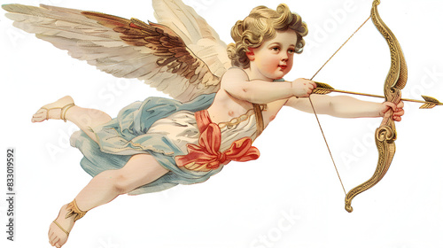 cupid flying overhead shooting his arrow vintage, generative ai