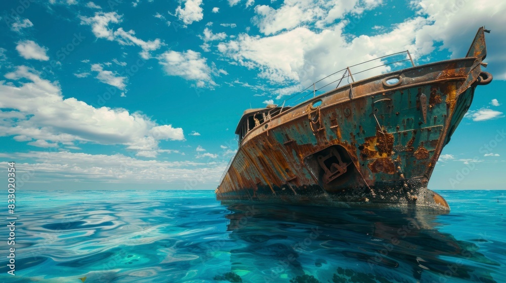rusty old ship on the sea rusty old ship on the sea