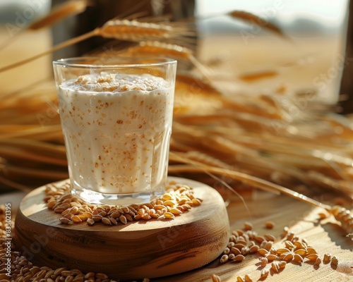 Glass of Wholegrain Milk with Oats and Wheat