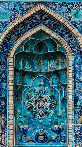 Background with ethnic oriental themes depicting elegant handicraft items with Turkic-Arab Muslim motifs