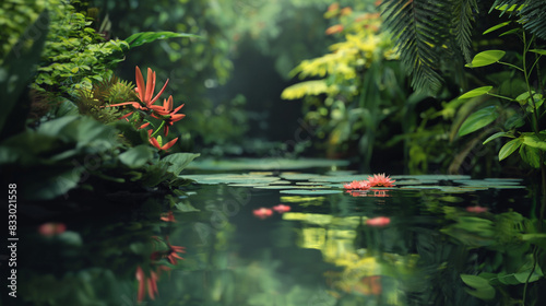 tropical garden pond