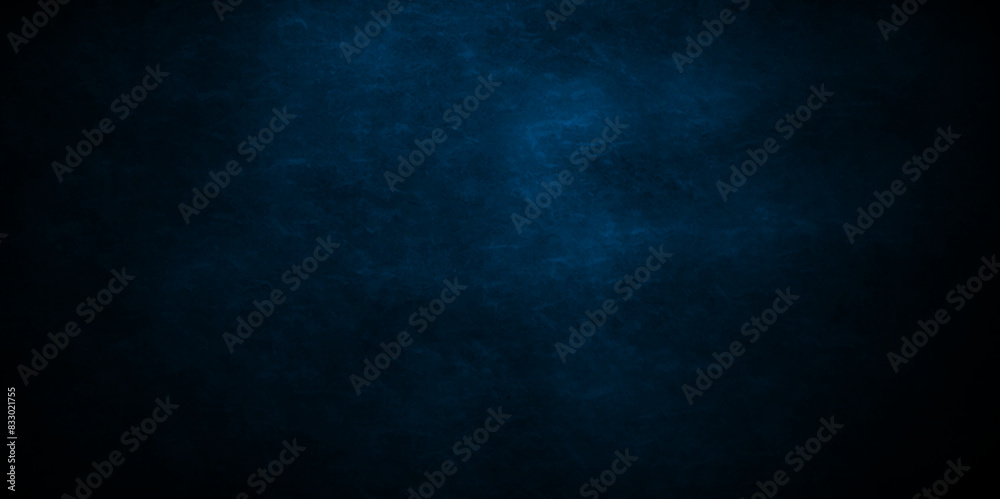 Abstract Dark blue stone wall blank watercolor backdrop light design. Dark blue or black slate background rock distress texture. High Resolution on dark black and blue Cement Texture Background.