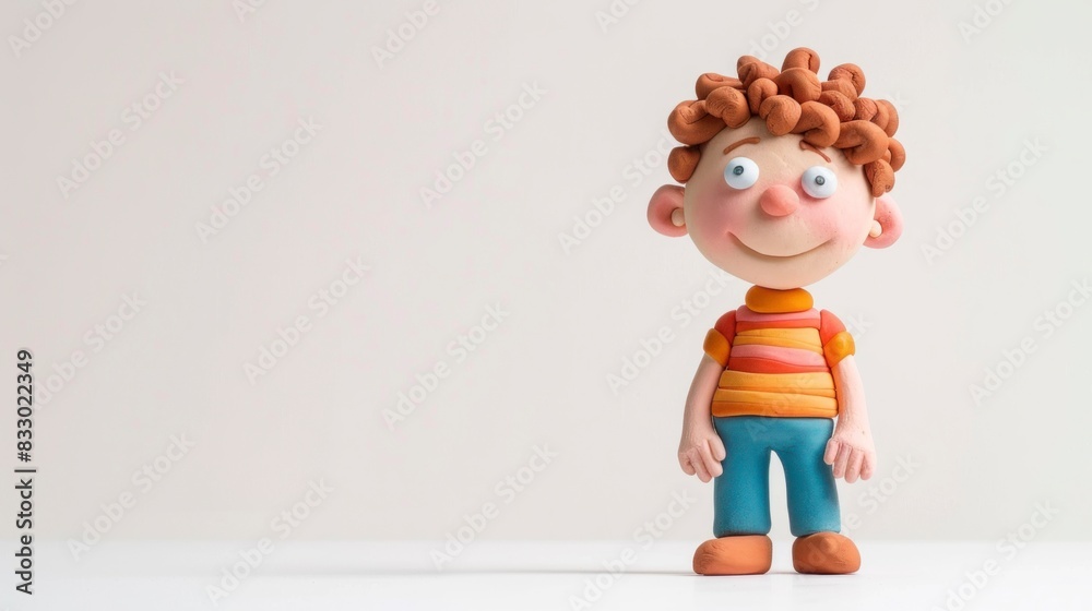 boy made of plasticine on white background in high resolution