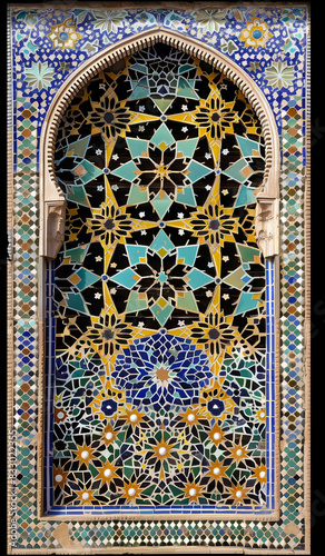 Background with ethnic oriental themes depicting elegant handicraft items with Turkic-Arab Muslim motifs