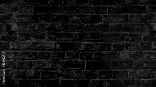 Black brick wall texture, black background, industrial background