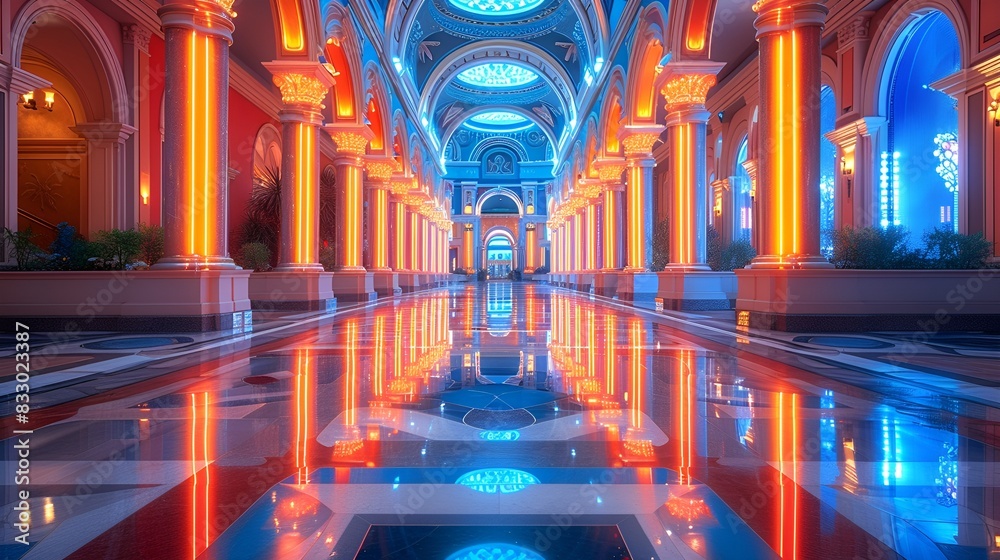 Obraz premium Casino shopping - high-end shopping mall - marble floors - classic design and architecture - perfectly entered composition - meticulous symmetry 
