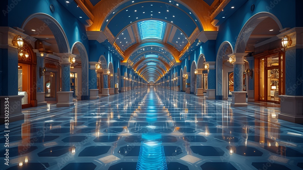 Obraz premium Casino shopping - high-end shopping mall - marble floors - classic design and architecture - perfectly entered composition - meticulous symmetry