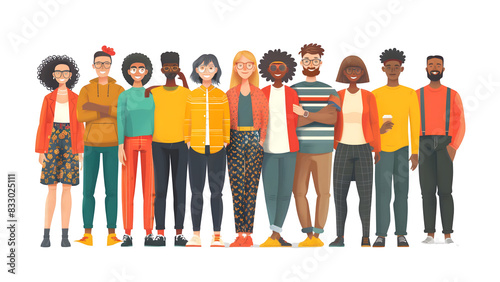 Illustration of a group of people isolated on a transparent background, PNG, Ai