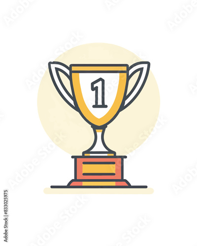 winner #1 trophy number one winner's golden shine winner's circle brand new award sweepstakes winning yellow red base white handles blank name plate trophy resizable vector generative ai 