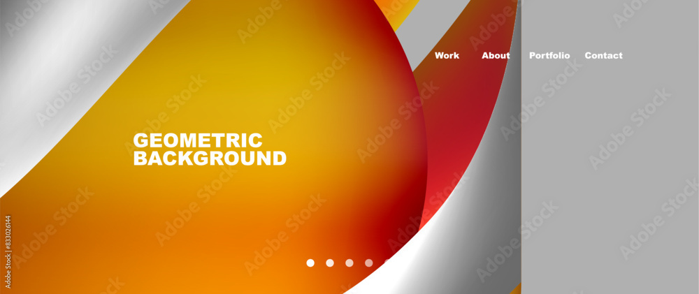 Web page design with geometric elements - circle and wave. Techno art concept. Vector Illustration For Wallpaper, Banner, Background, Card, Book Illustration, landing page