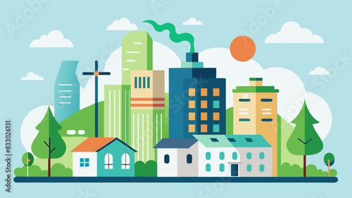 As part of a citywide initiative to reduce carbon emissions municipal buildings are outfitted with geothermal heat pumps demonstrating a commitment to. Vector illustration