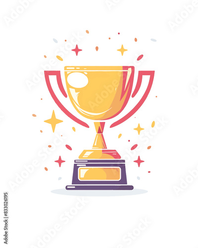 winner #1 trophy number one winner's golden shine winner's circle brand new award sweepstakes winning red gold stars confetti win blank name plate trophy resizable vector generative ai 