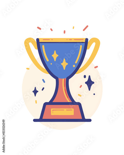 winner #1 trophy number one winner's golden shine winner's circle brand new award sweepstakes winning blue red stars blank name plate trophy resizable vector generative ai 