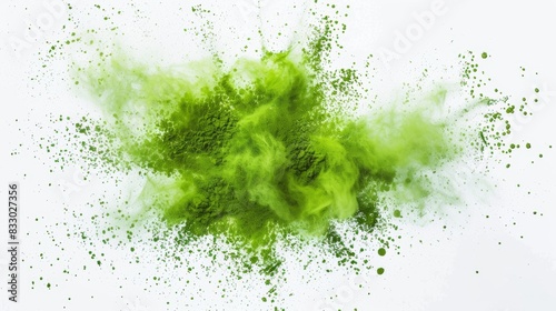 Green paint splash, smoke cloud isolated on transparent background