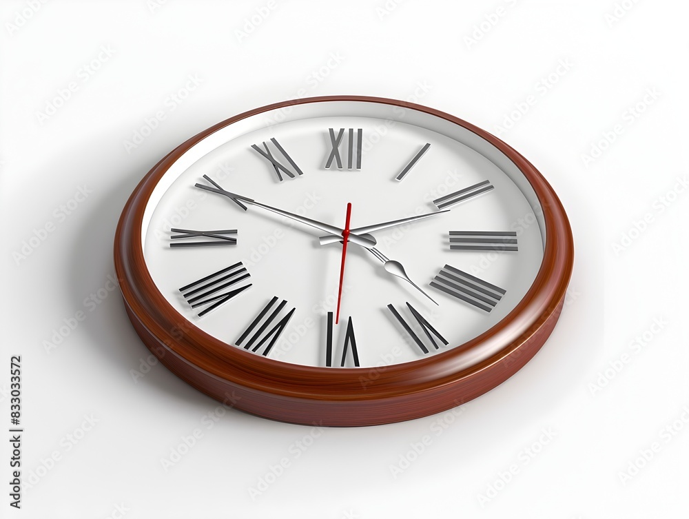 Minimalist D Rendered Wall Clock Isolated on White Background Minimalist D Rendered Wall Clock Isolated on White Background