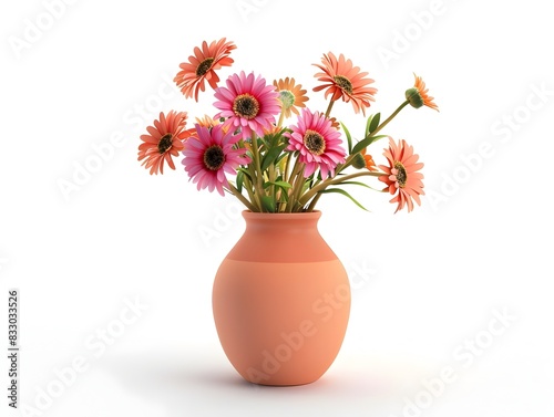 Wallpaper Mural of Ceramic Vase with Fresh Flowers on White Background Torontodigital.ca