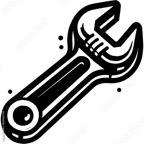 Repair locksmith manual wrench in monochrome. Locksmith repair tools. Simple minimalistic vector in black ink drawing on transparent background