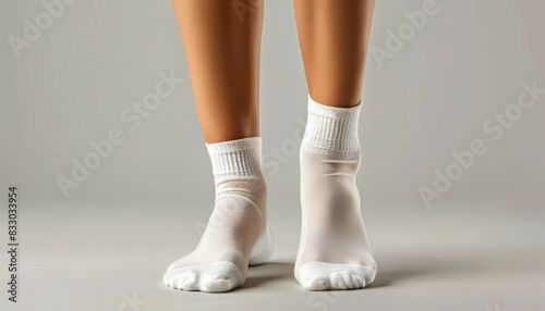 Closeup White Socks Woman Legs